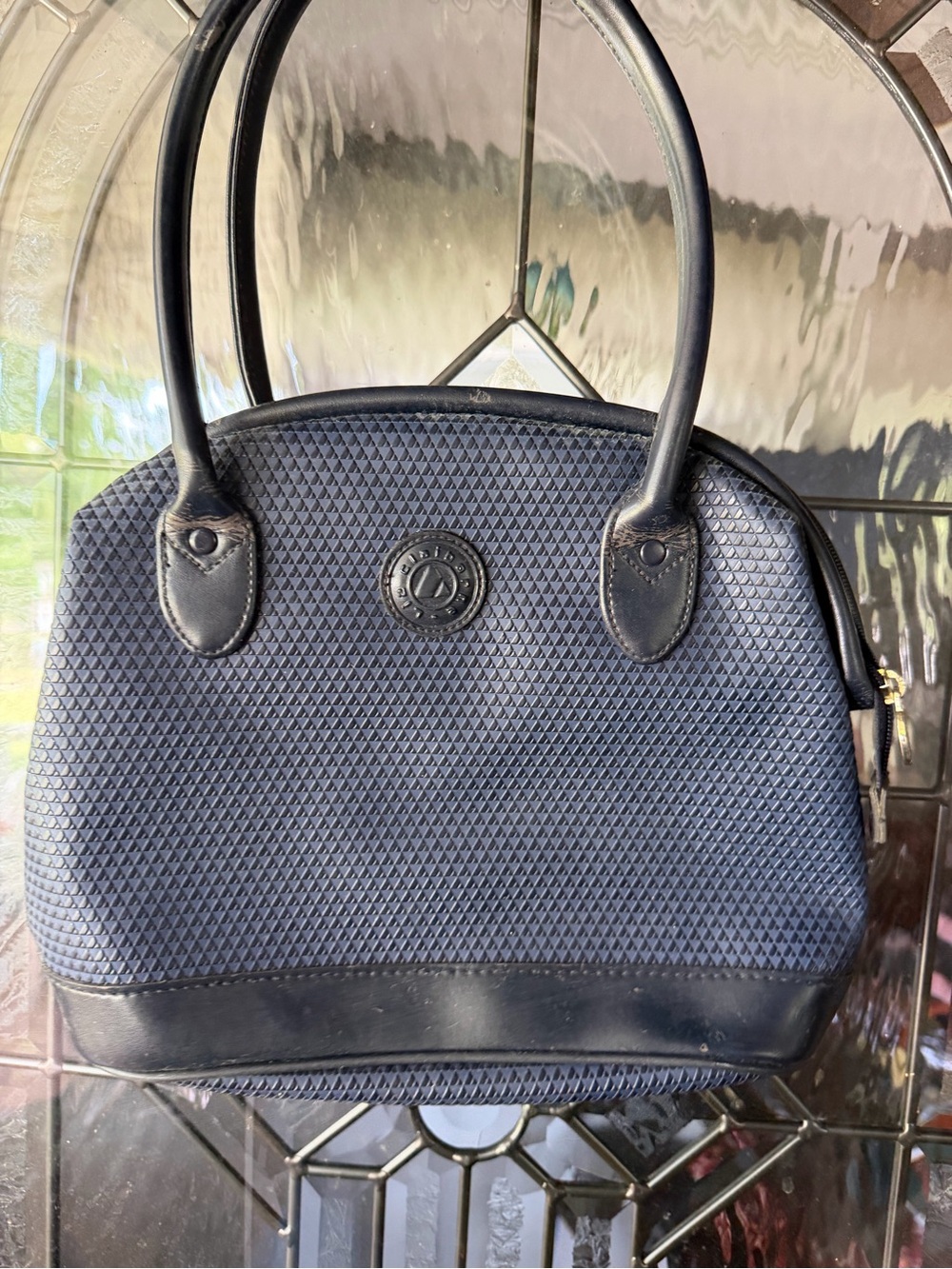 Liz Claiborne Navy Textured Dome Satchel